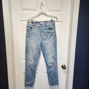 Abercrombie Light Blue Ripped Skinny Ankle Jeans